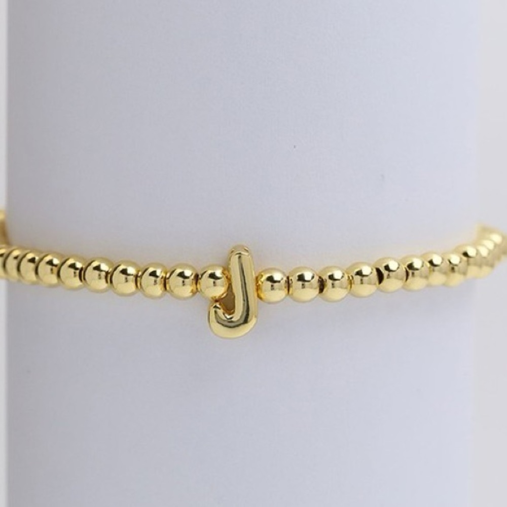 Gold Bubble Initial Letter Beaded Bracelet (5100)